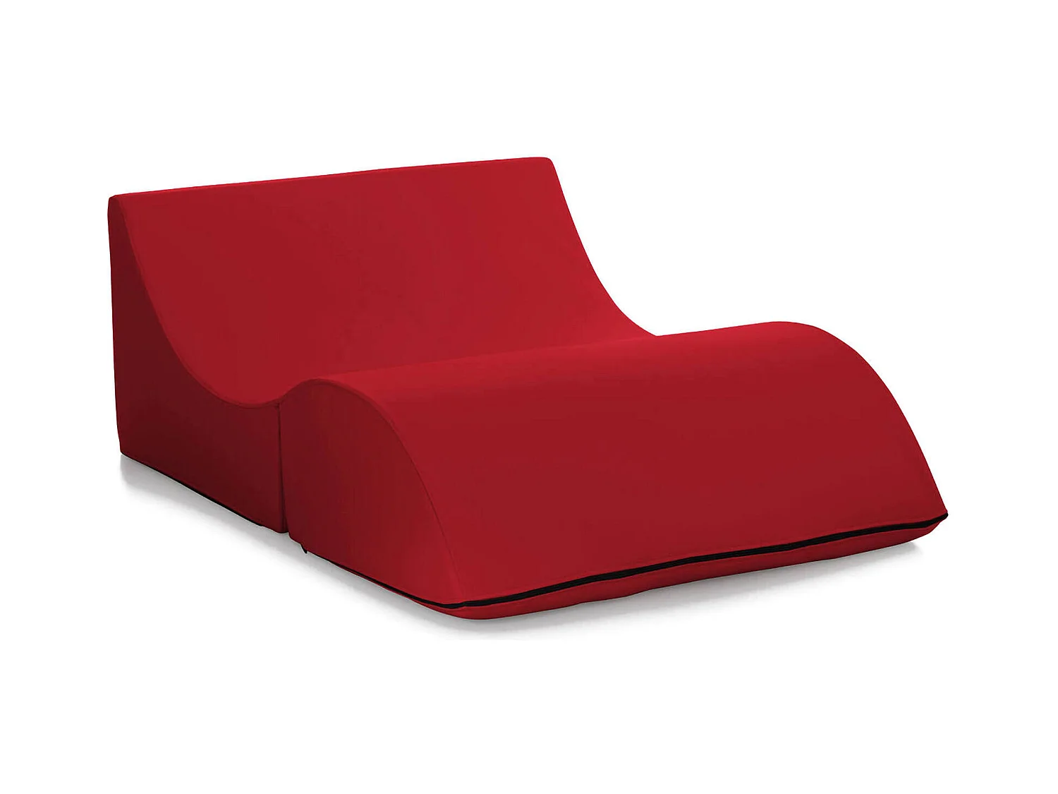 Lit pliant Dabbes, Pouf convertible en lit double, Méridienne en éco-cuir, 100% Made in Italy, 100x200h70 cm, Rouge