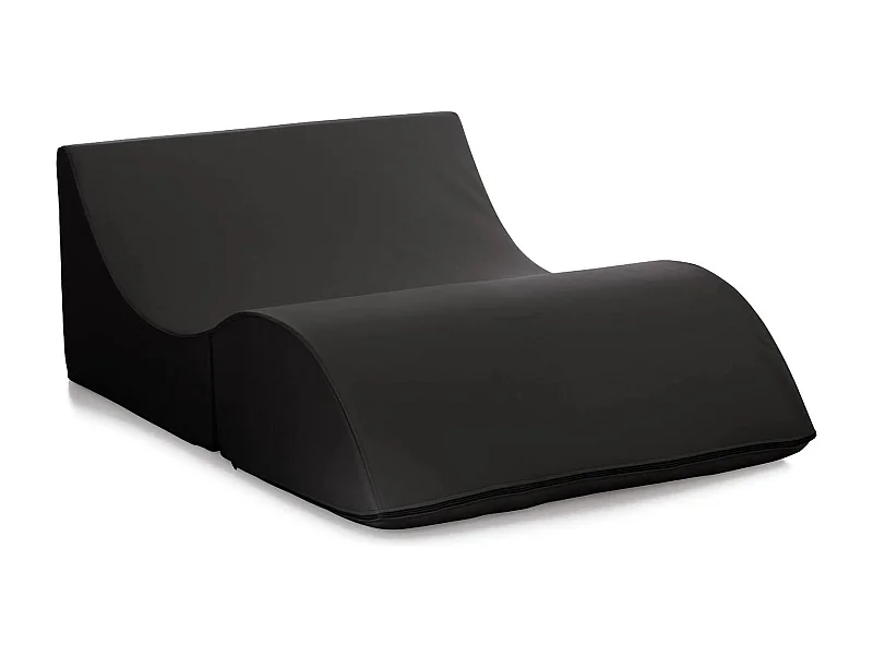 Klappbett Dabbes, Puff umwandelbar in Doppelbett, 100% Made in Italy, Puff, umwandelbar in eine Chaiselongue aus Kunstleder, Cm 100x200h70, Schwarz