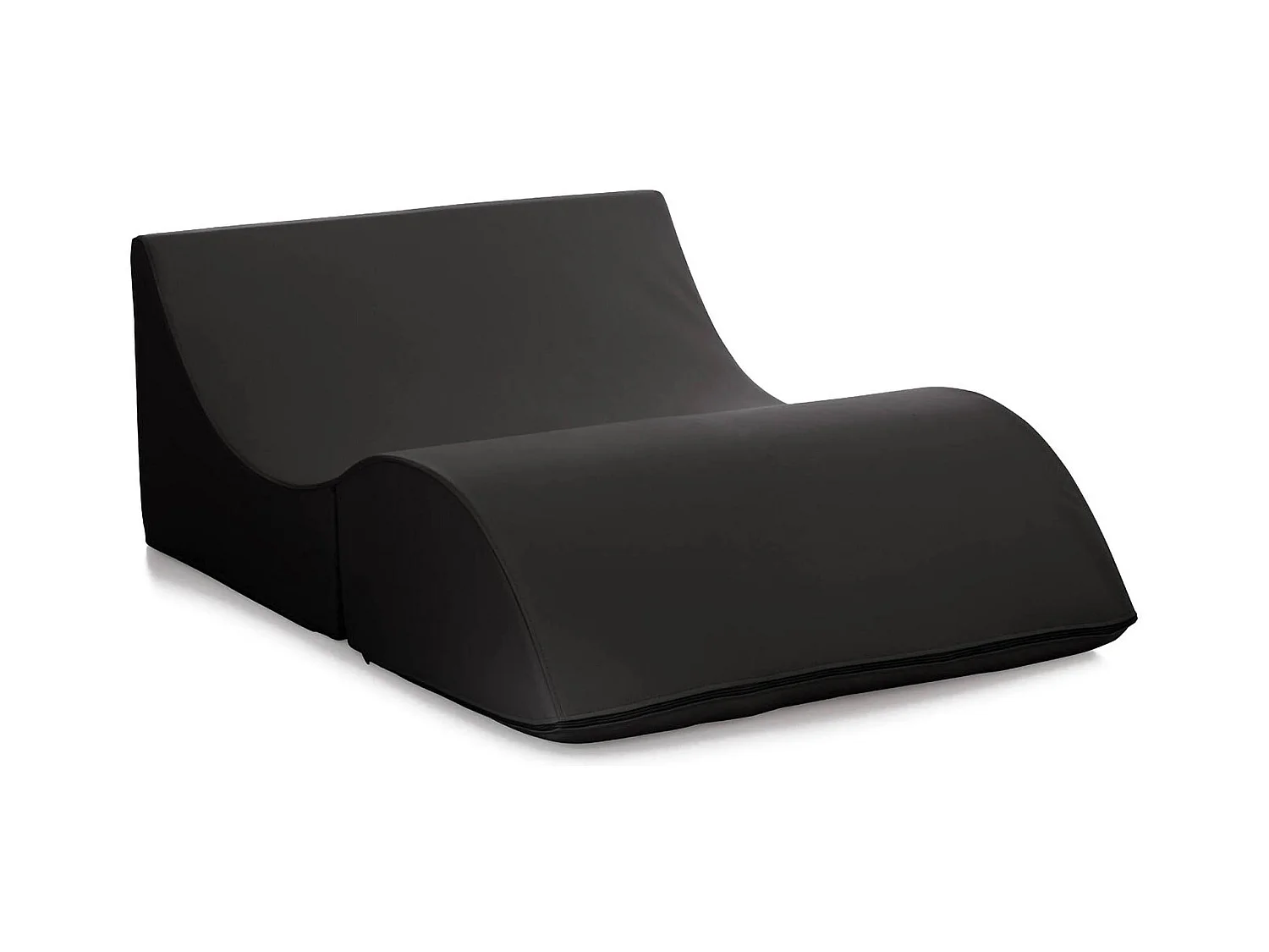 Lit pliant Dabbes, Pouf transformable en lit double, Méridienne en éco-cuir, 100% Made in Italy, 100x200h70 cm, Noir