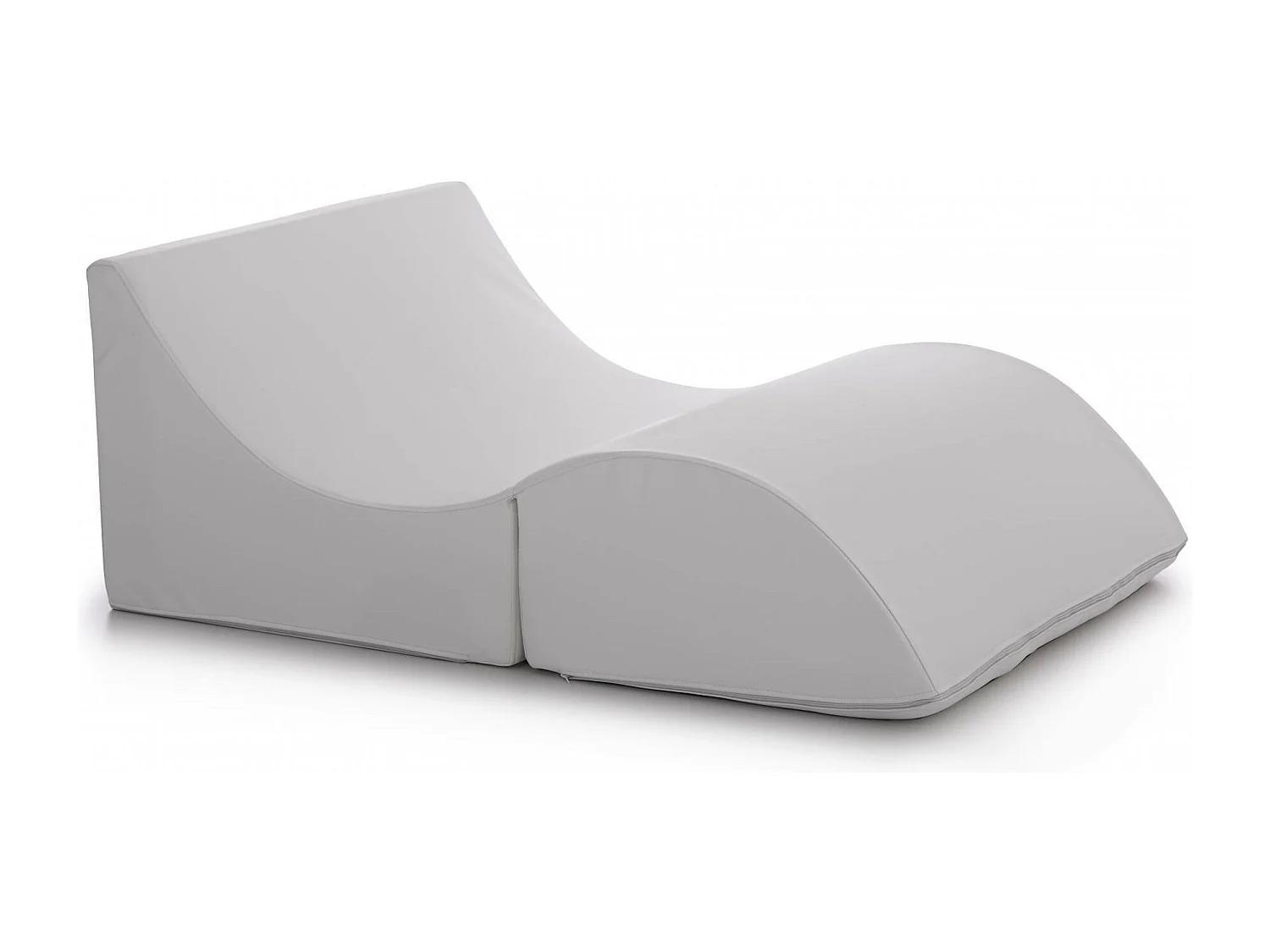 Cama dobrável Dabbes, Pufe conversível em cama de casal, 100% Fabricado na Itália, Pufe conversível em chaise longue em couro ecológico, 100x200h70 cm, Branco