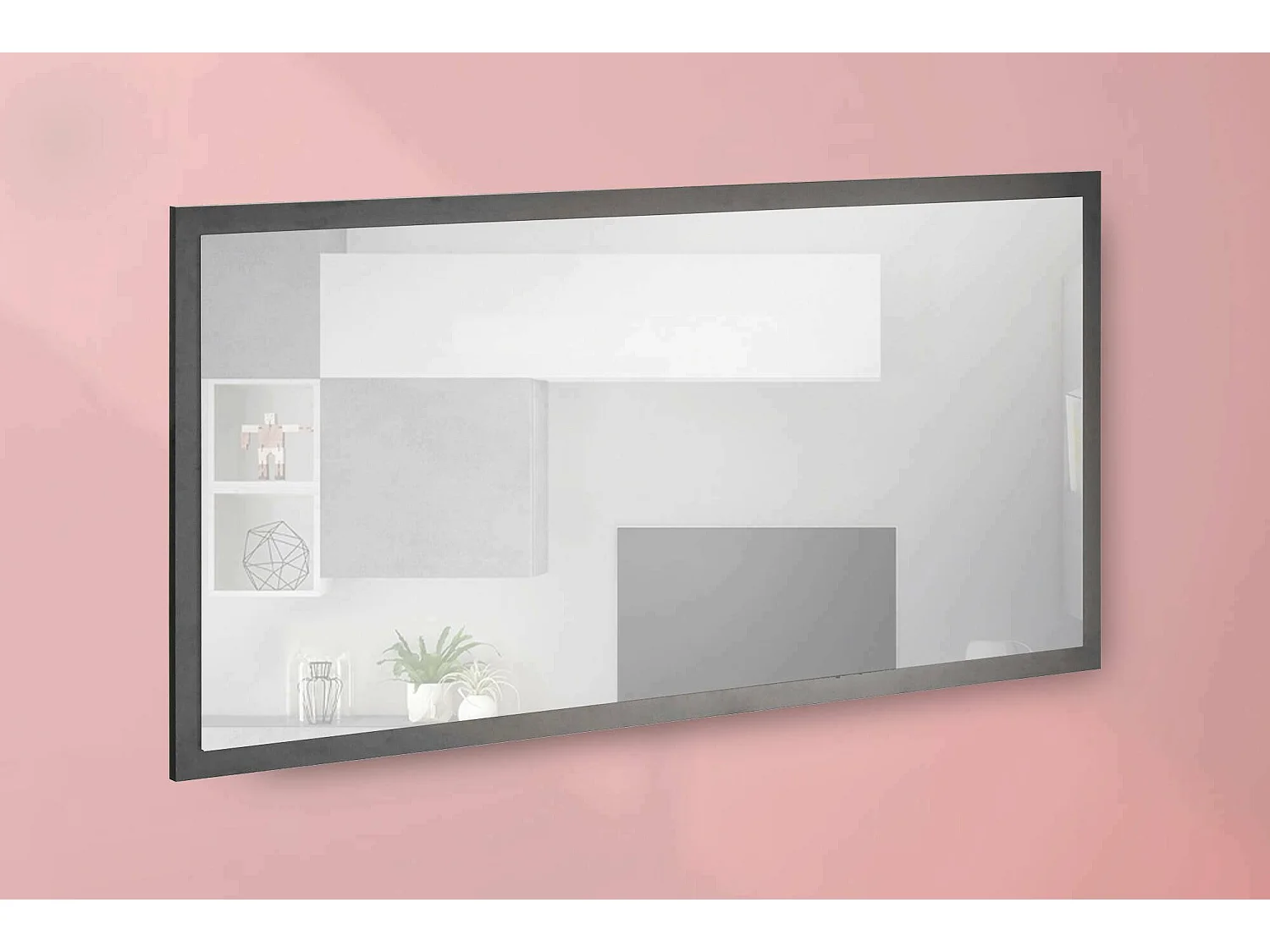 Espejito Dmara, Espejo de baño, 100% Made in Italy, cm 120x2h60, Antracita Brillo