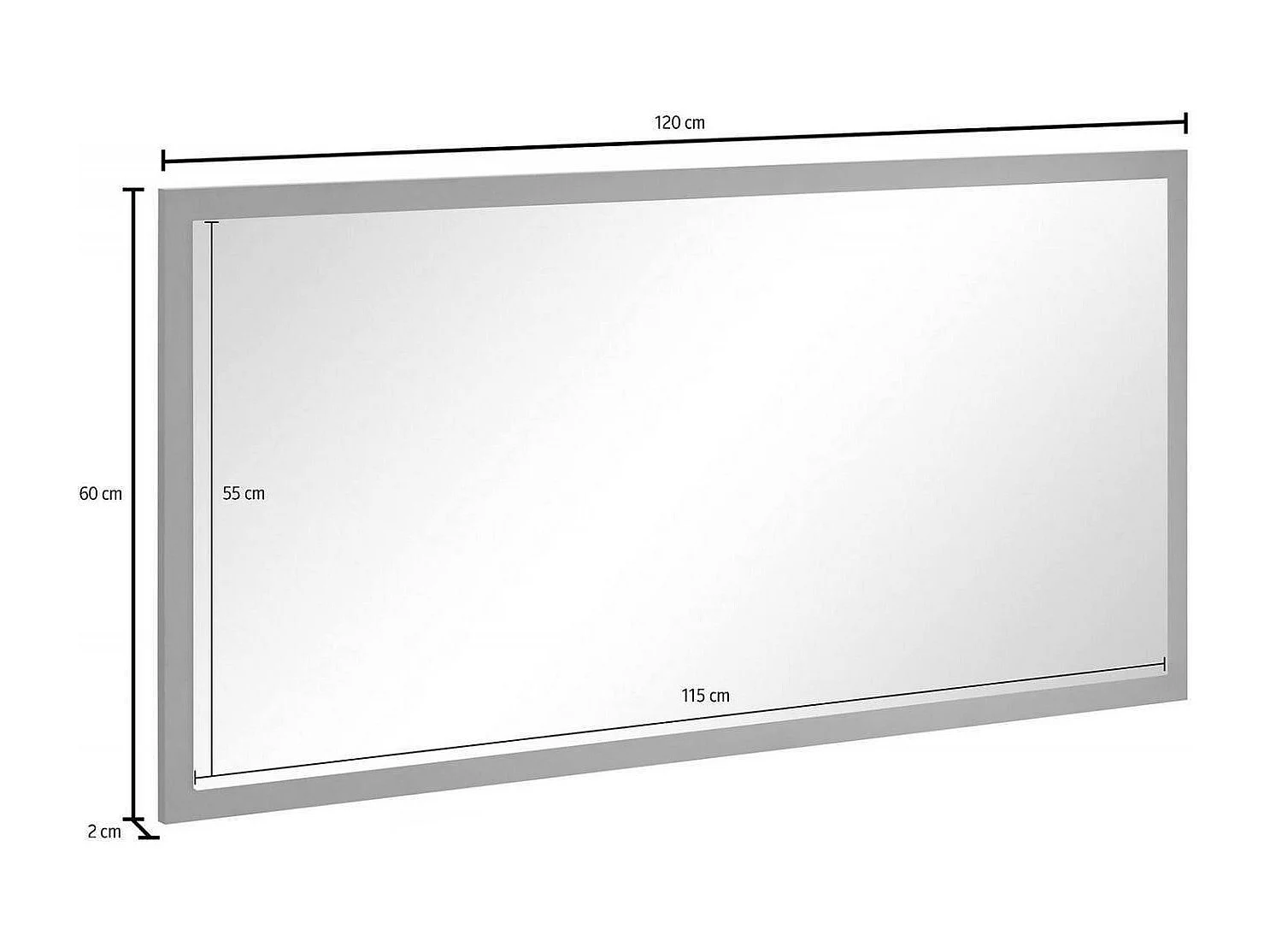Miroir Dmara, Miroir de salle de bain, 100% Made in Italy, 120x2h60 cm, Anthracite Brillant