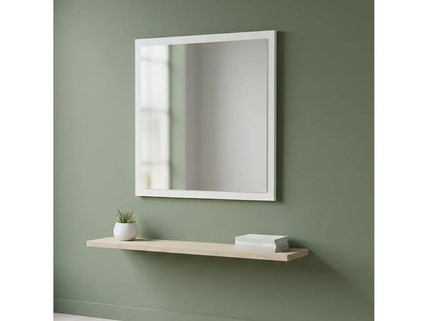 Spiegel Dmancon, Badezimmerspiegel, 100% Made in Italy, cm 60x2h60, glänzend weiÃŸ