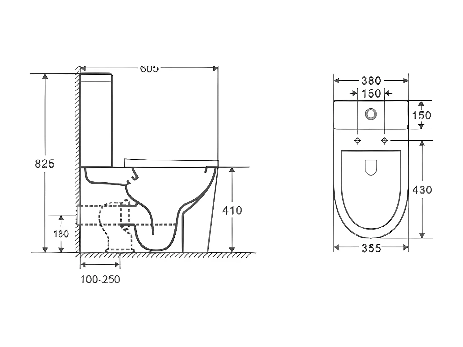 Toilette WC à poser TURIN en céramique noir mat
