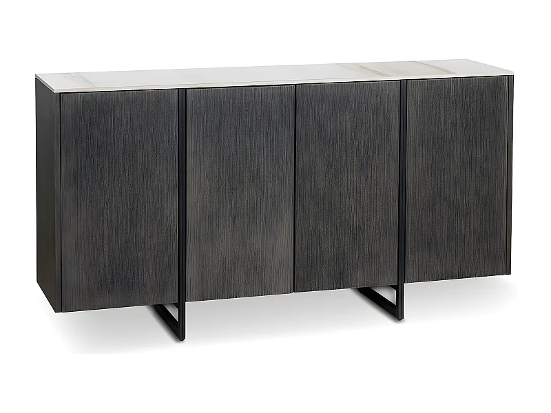 Alpha – 4-türiges Sideboard (160 x 40 x H 85 cm) aus dunkelgrauer Keramik
