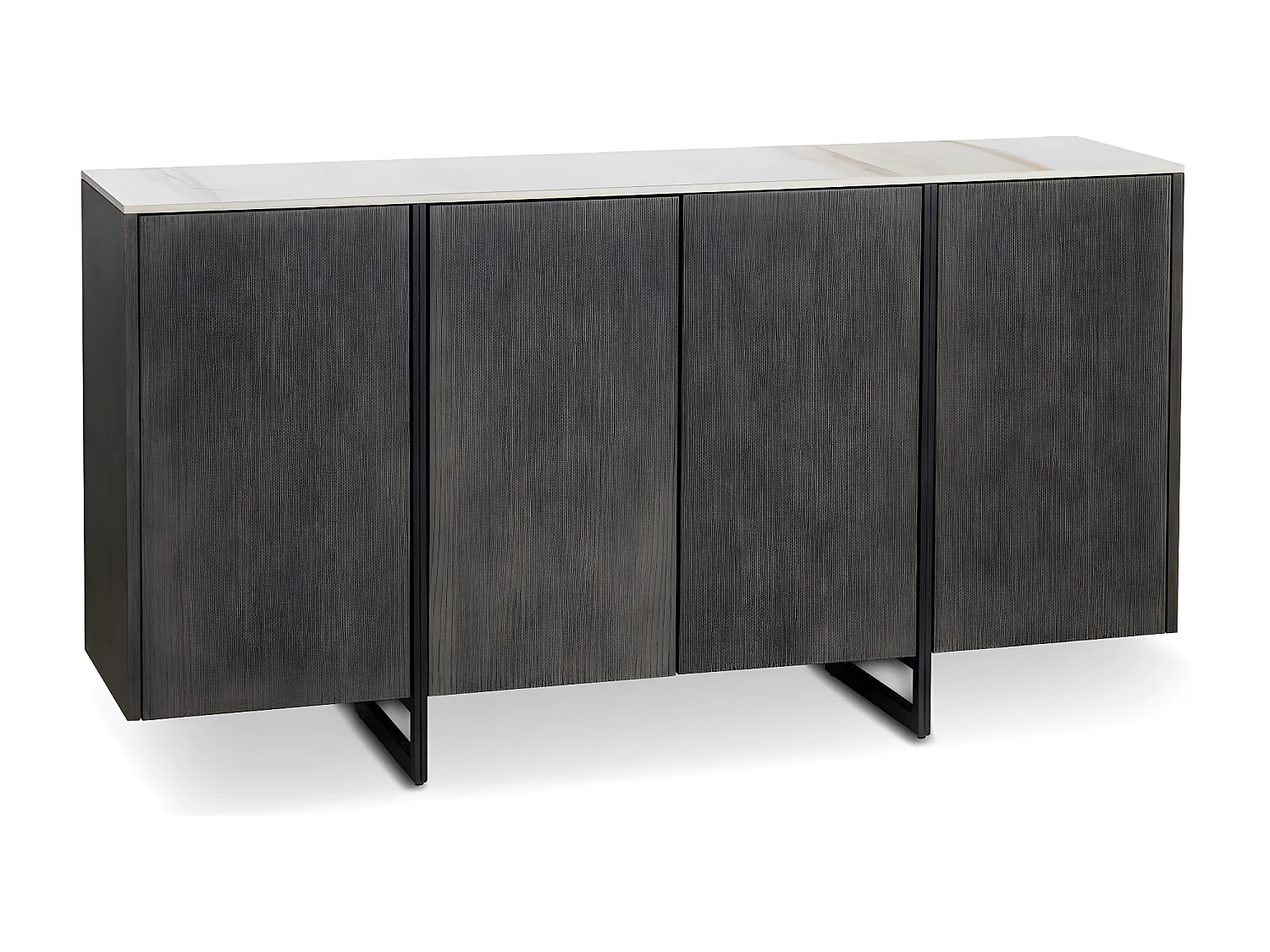 Alpha – 4-türiges Sideboard (160 x 40 x H 85 cm) aus dunkelgrauer Keramik