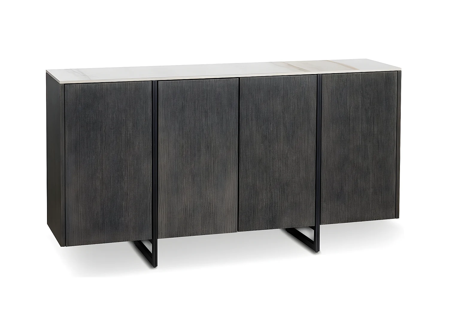 Alpha Buffet 4 portes (160 x 40 x H 85 cm) en céramique gris foncé