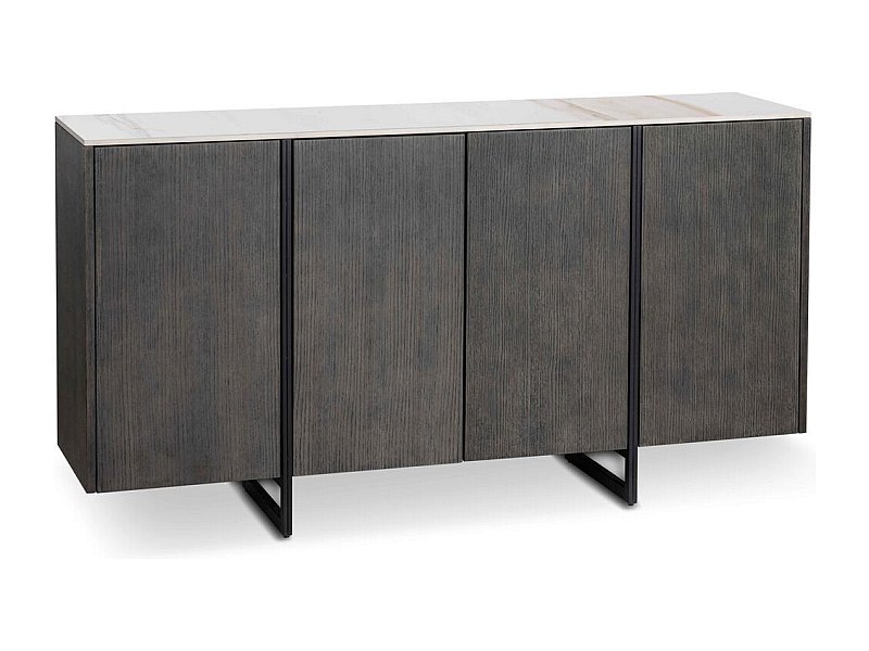 Alpha Buffet 4 portes (160 x 40 x H 85 cm) en céramique gris foncé