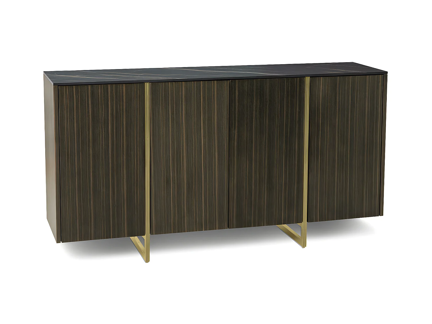 Omega Buffet 4 portes (160 x 40 x H 85 cm) en Céramique Noire