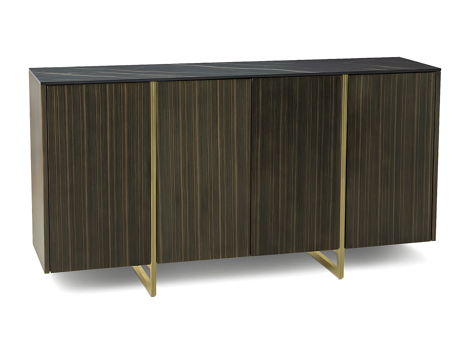 Omega Buffet 4 portes (160 x 40 x H 85 cm) en Céramique Noire