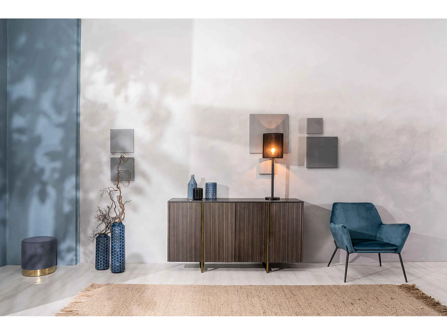 Omega Buffet 4 portes (160 x 40 x H 85 cm) en Céramique Noire