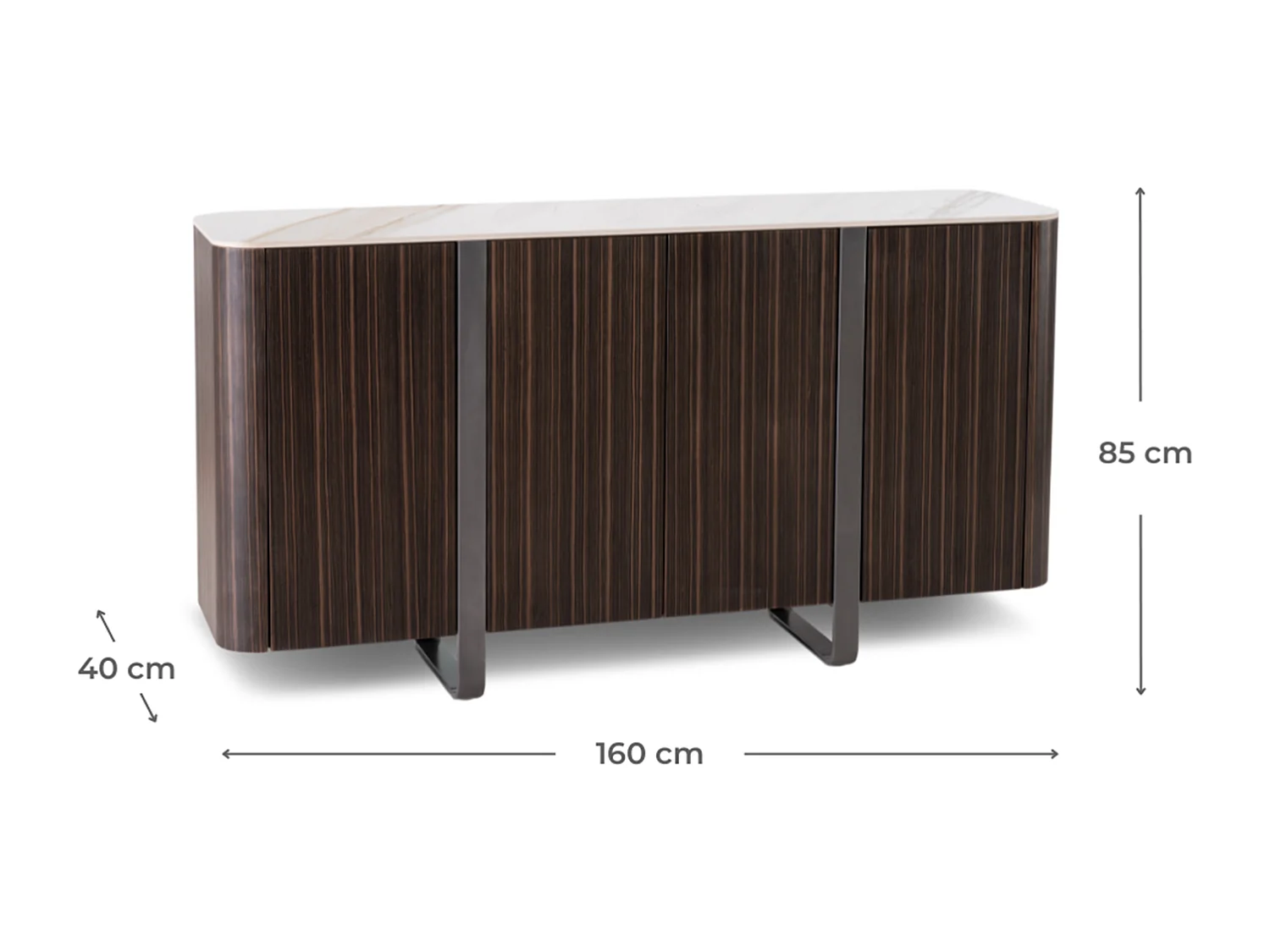 Andromeda - Dressoir met 4 deuren (160 x 40 x H 85 cm) in gouden keramiek