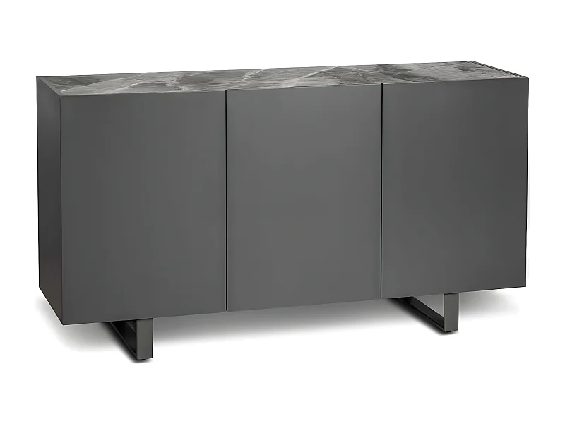 Pegaso – 3-türiges Sideboard (150 x 45 x H 85 cm) aus dunkelgrauer Keramik