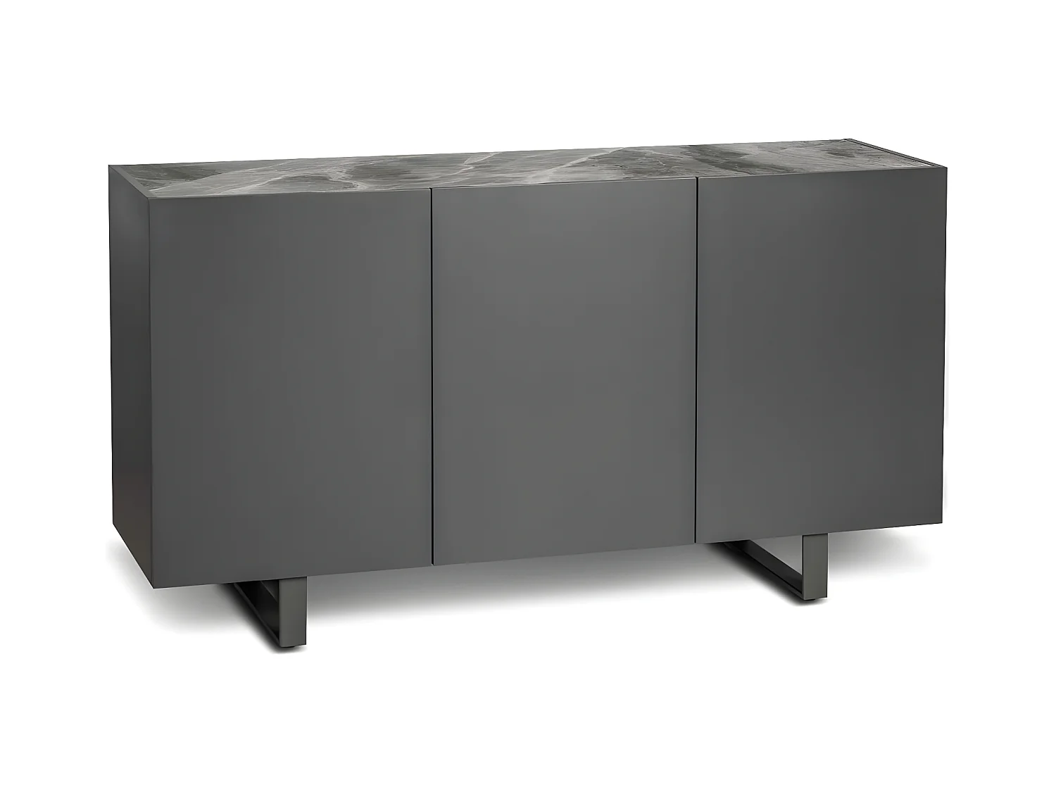 Pegaso Buffet 3 portes (150 x 45 x H 85 cm) en céramique gris foncé