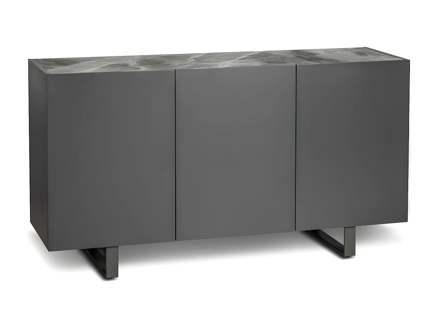 Pegaso - Credenza a 3 ante (150 x 45 x H 85 cm) in ceramica grigio scuro