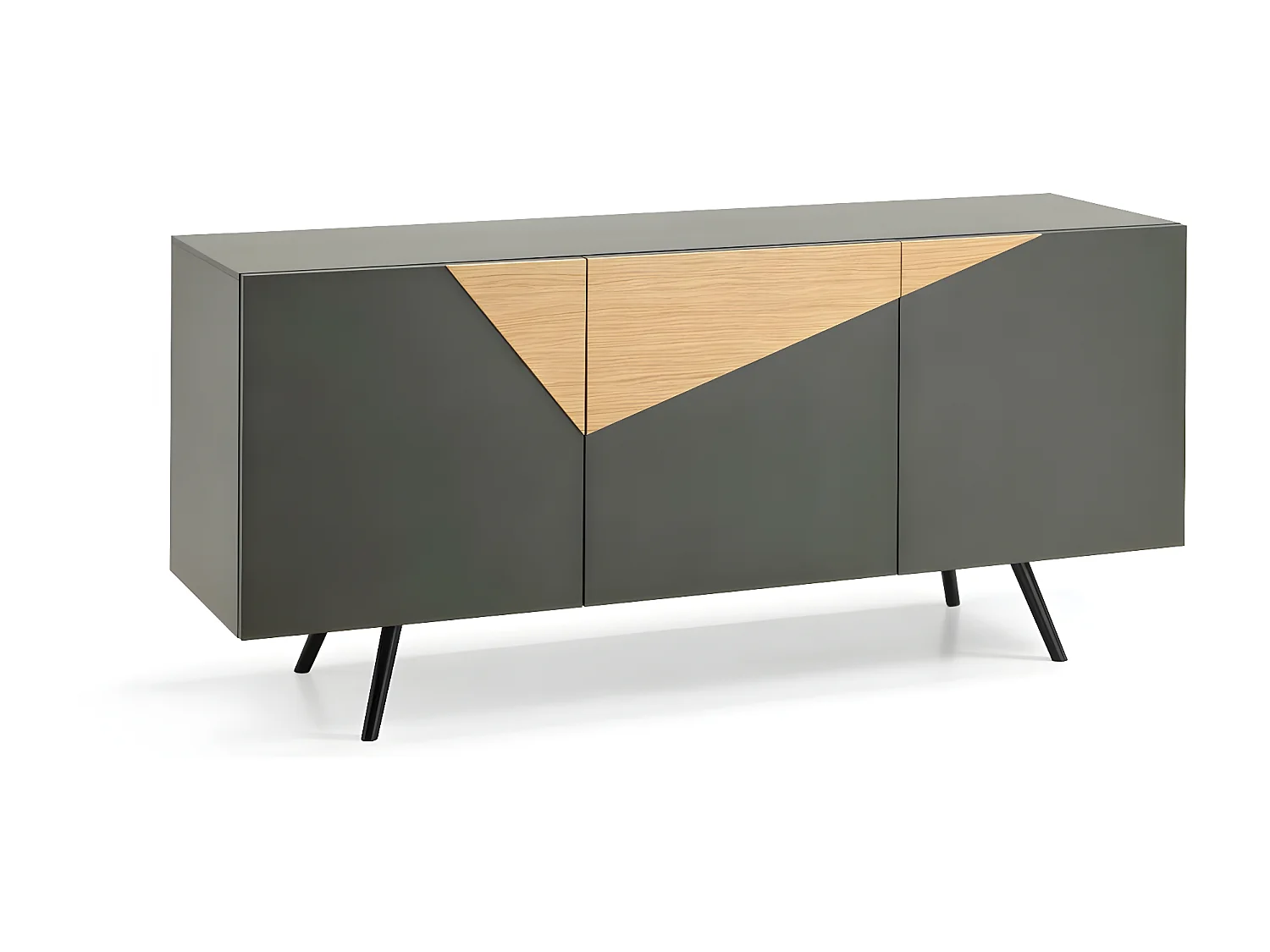 Ginger - 3-türiges Sideboard (180 x 80 H cm) aus dunkelgrauem Melamin