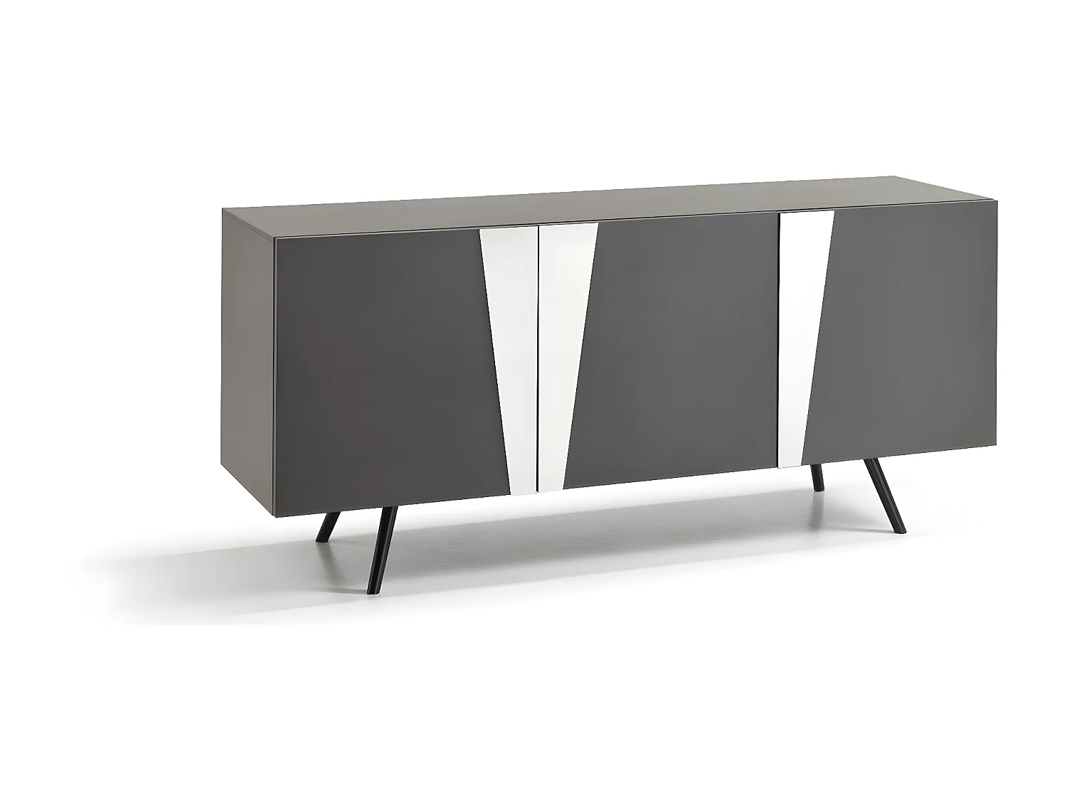 Ginger - Credenza a 3 ante (180 x 80 H cm) in melaminico grigio scuro