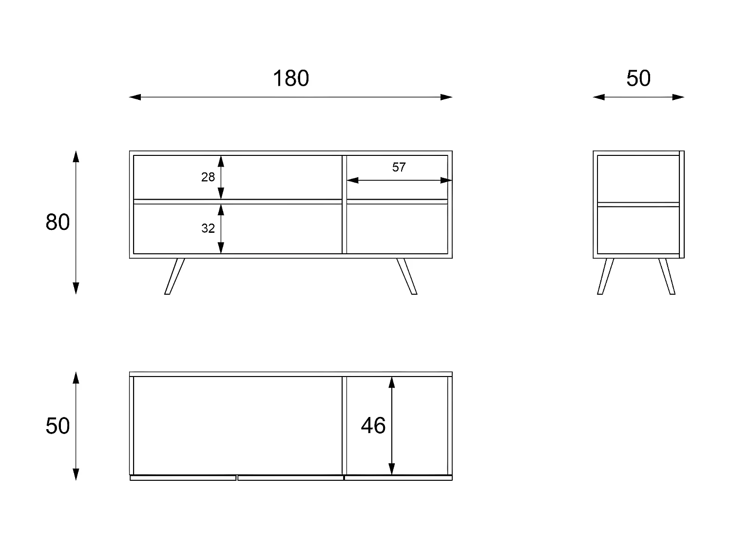 Ginger - Komoda 3-drzwiowa (180 x 80 H cm) w kolorze białej melaminy