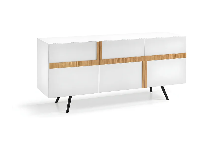 Ginger - Aparador com 3 portas (180 x 80 H cm) em Melamina Branca