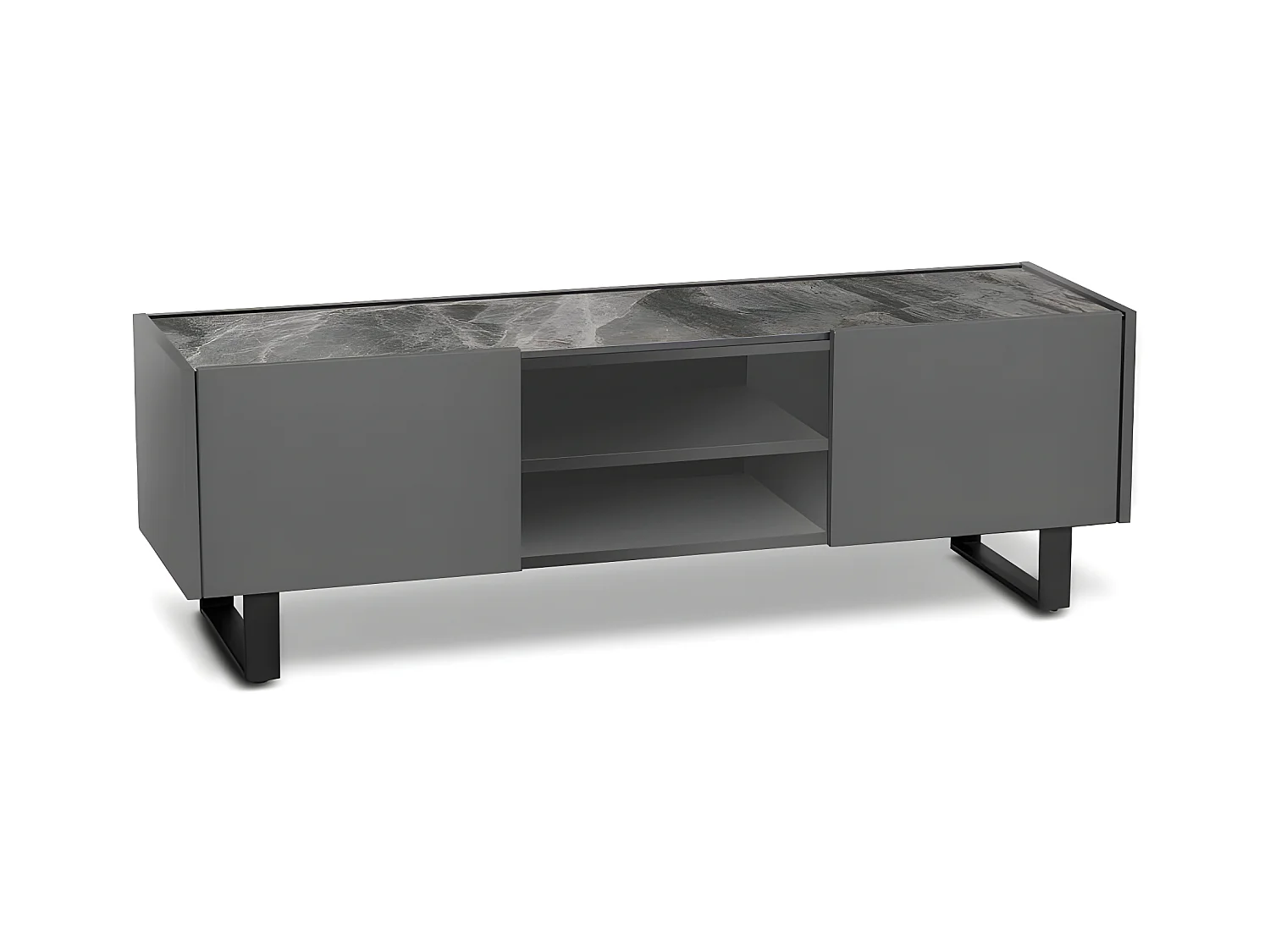 Pegaso Meuble TV (140 x 40 x H 45 cm) en céramique gris foncé