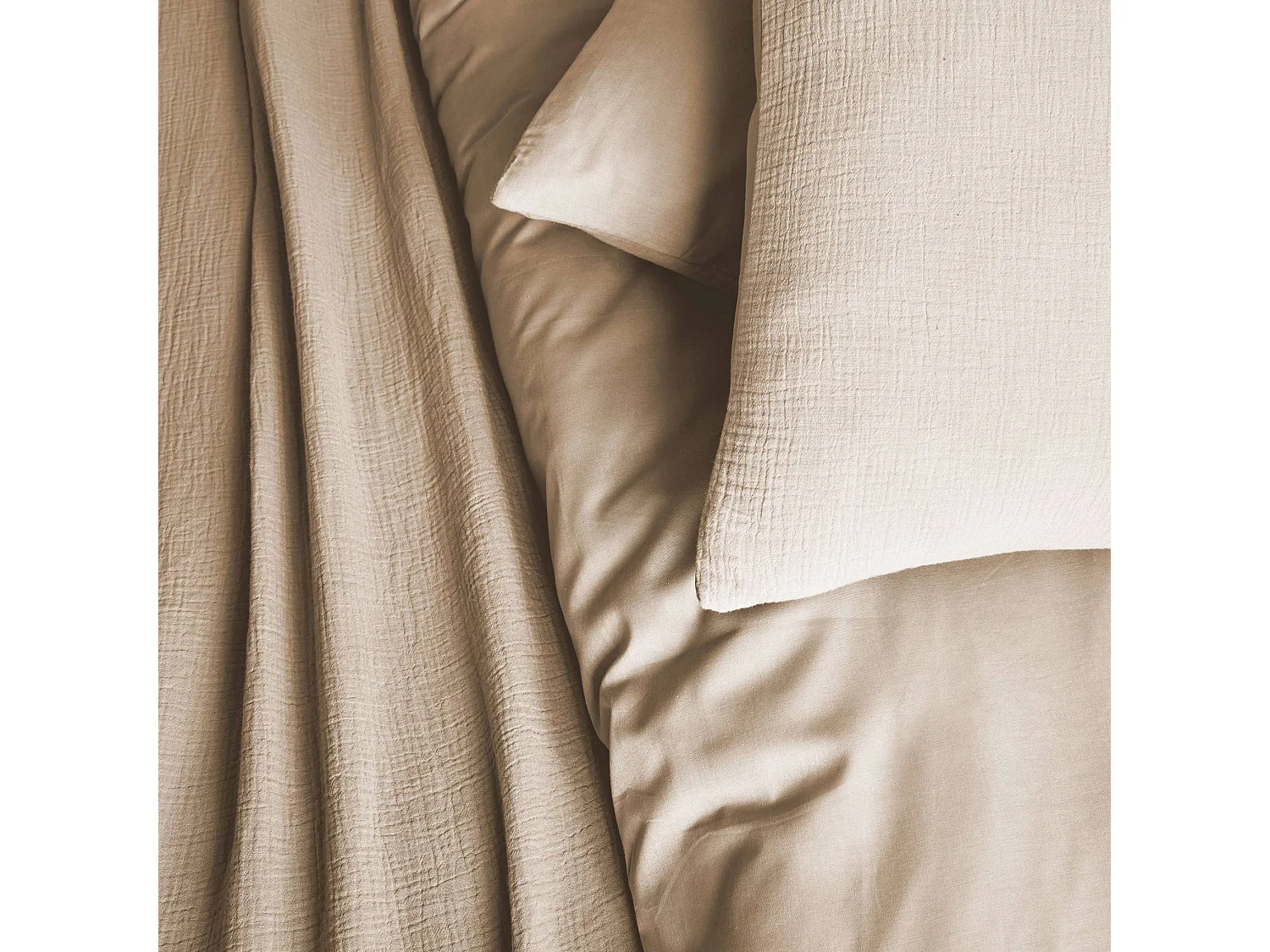 Set di biancheria da letto in garza di cotone beige