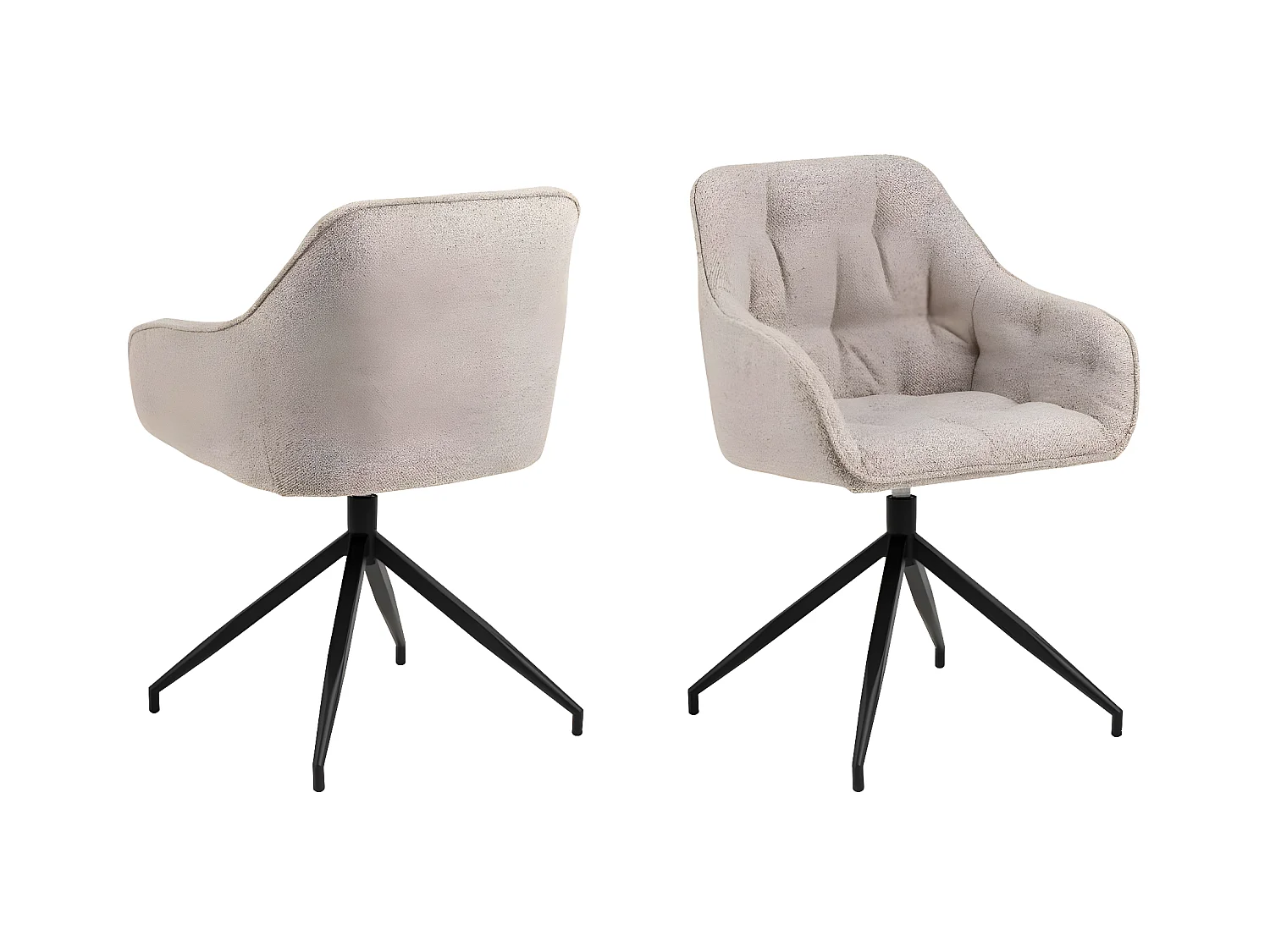 Brooke chaise de salle à manger avec accoudoirs fonction pivotante beige.