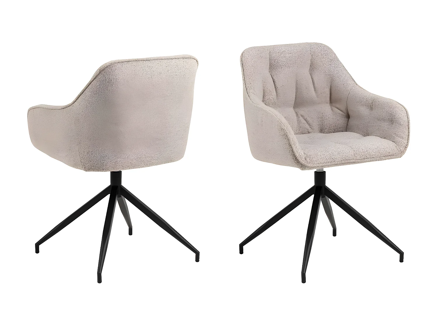 Brooke chaise de salle à manger avec accoudoirs fonction pivotante beige.