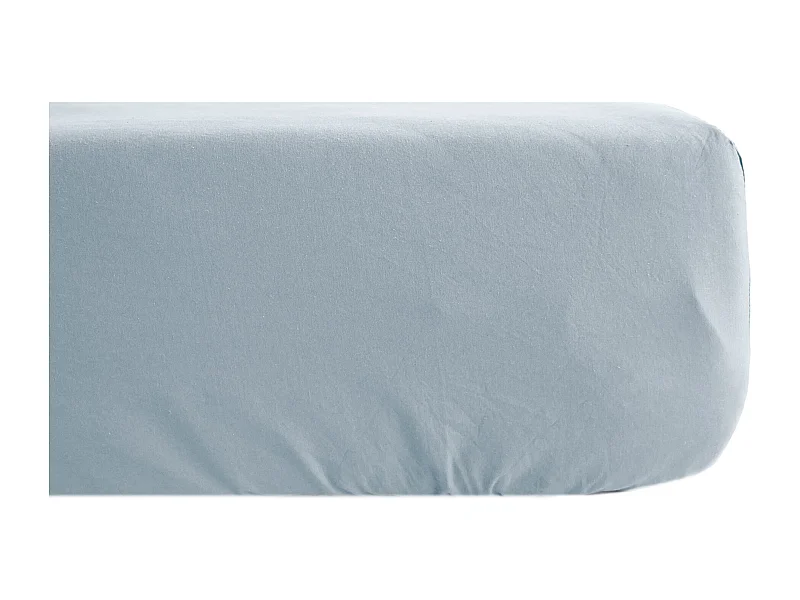 Drap housse uni 140x190 cm percale MANOIR bleu Glacier bonnet 35