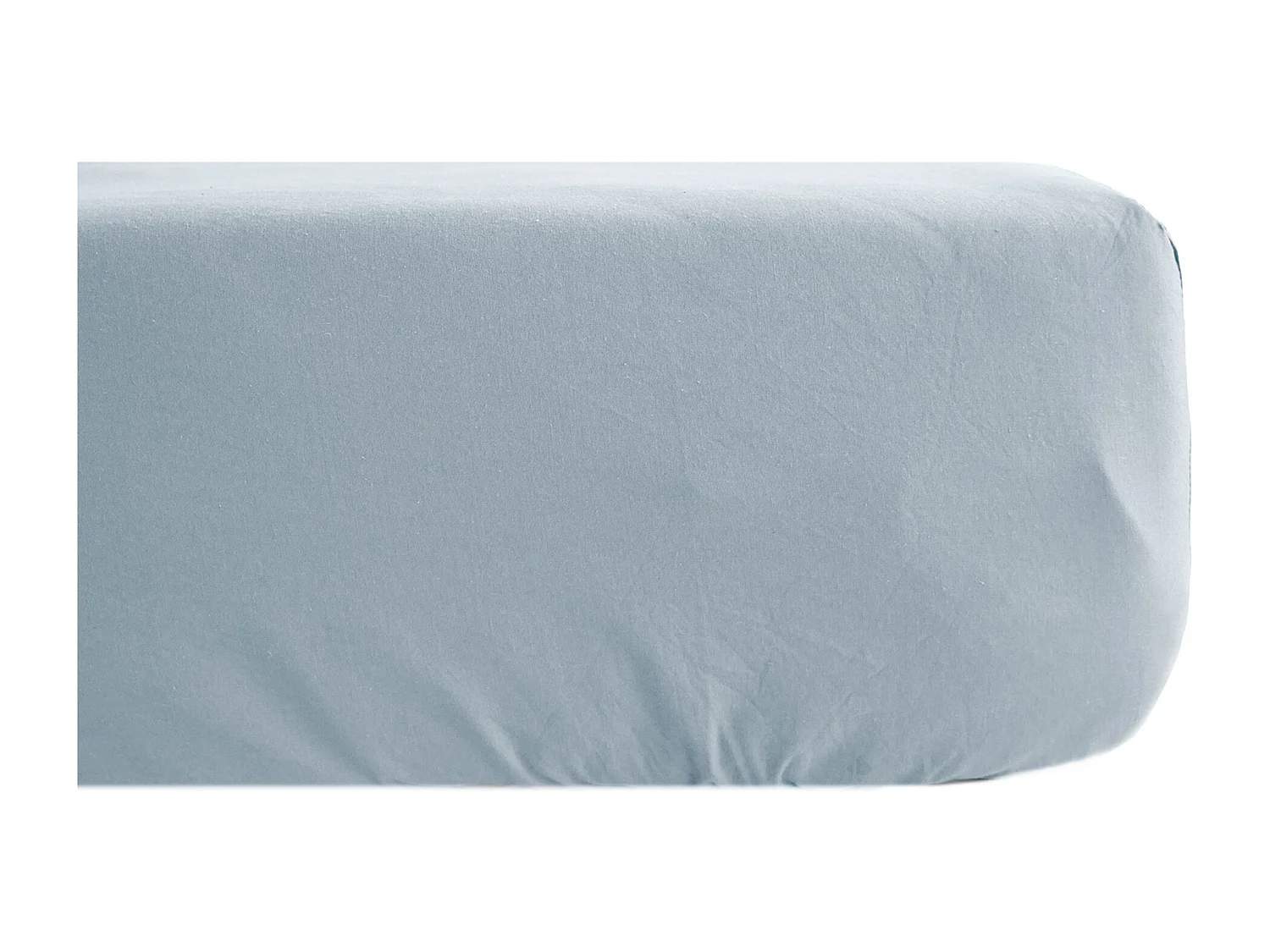 Drap housse uni 140x190 cm bonnet 35 cm percale de coton MANOIR bleu Glacier
