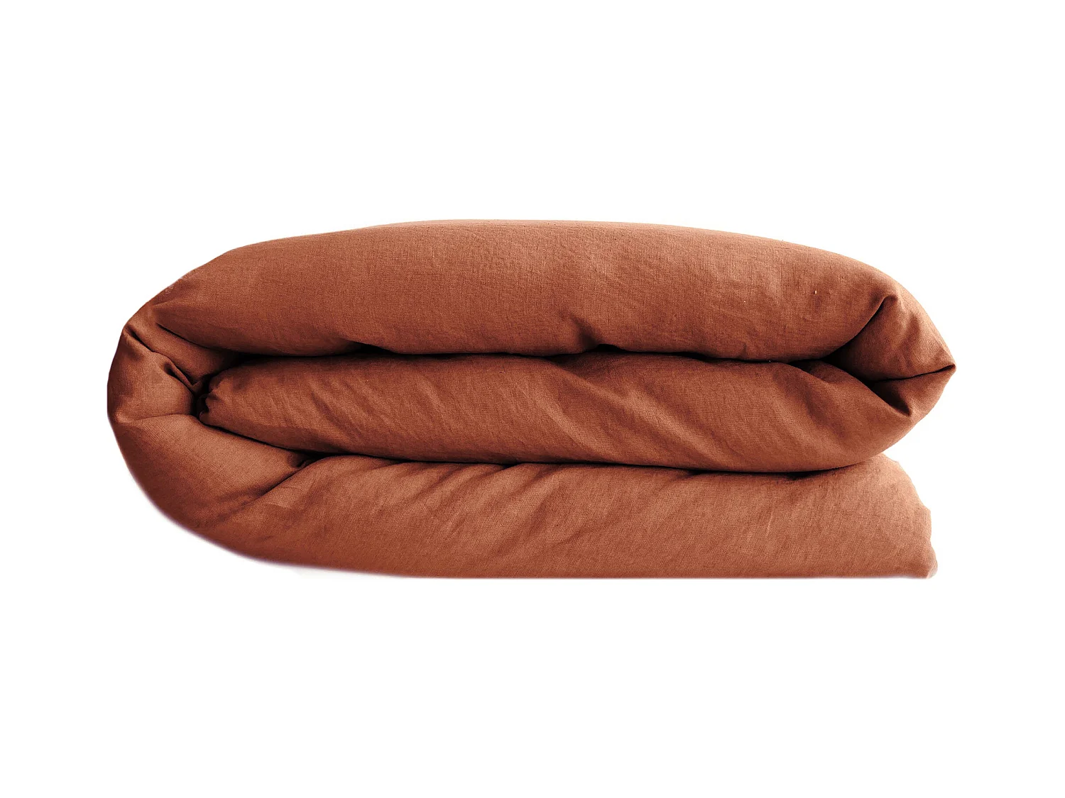 Housse de couette 240x220 cm pur coton lavé PALACE marron terre cuite