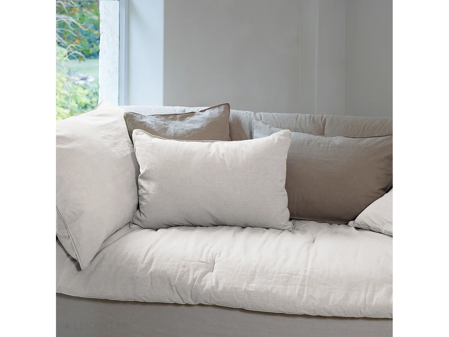 Housse de coussin 45x45 cm 50% lin et 50% coton collection OPERA DECO naturel