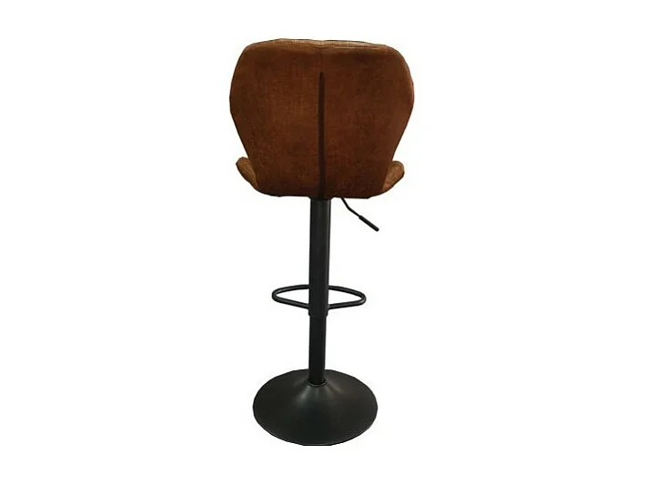 Sgabello da bar MABEL - PU cognac - Altezza regolabile 90-111 cm - Piedi in metallo - Stile vintage