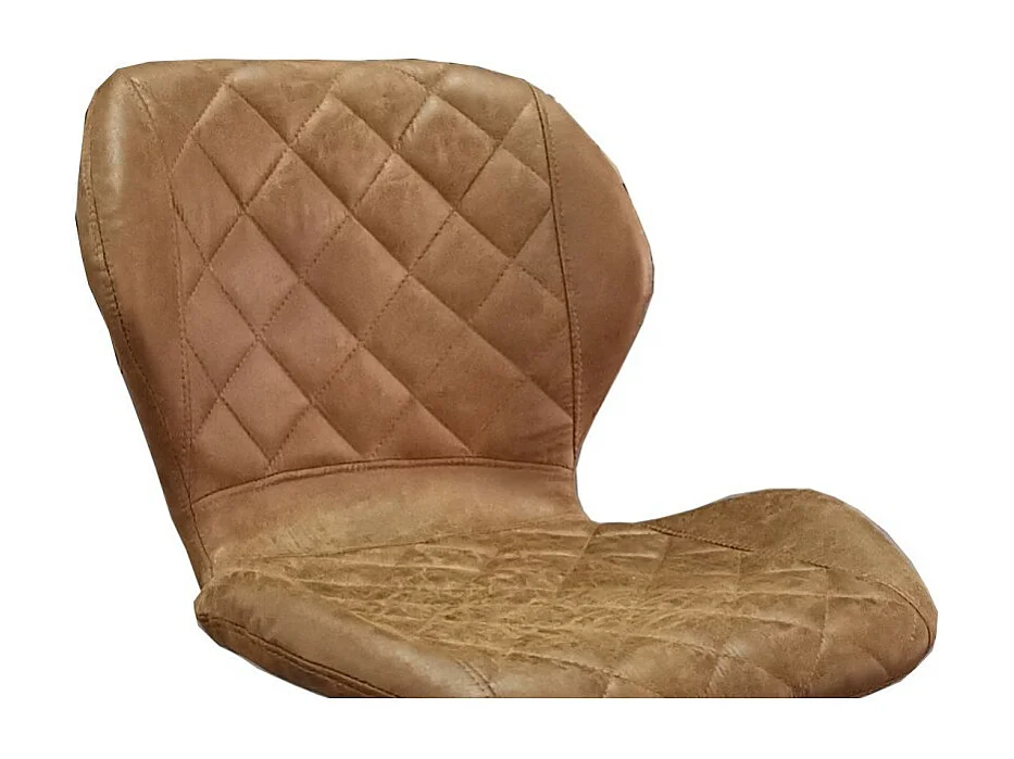 Tabouret de bar MABEL – PU cognac – Hauteur réglable 90-111 cm – Pieds en métal – Style vintage