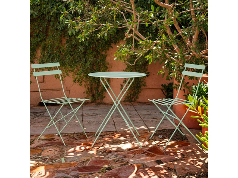 Table et chaises pliantes bistrot balcon terrasse- 2 places - Vert - FLORE