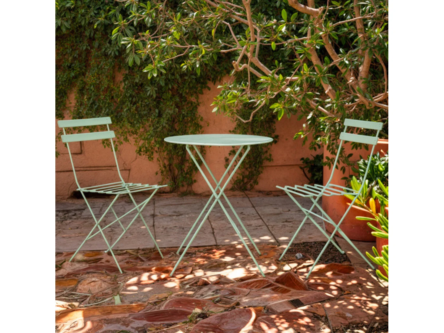 Table et chaises pliantes bistrot balcon terrasse- 2 places - Vert - FLORE