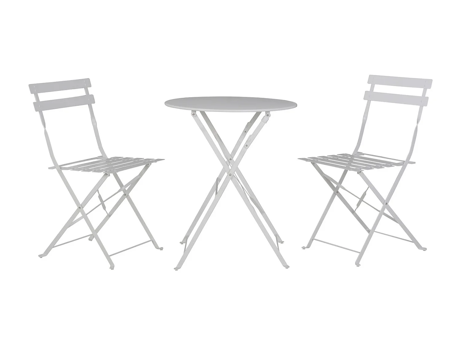 Table et chaises pliantes bistrot balcon terrasse- 2 places - Blanc - FLORE