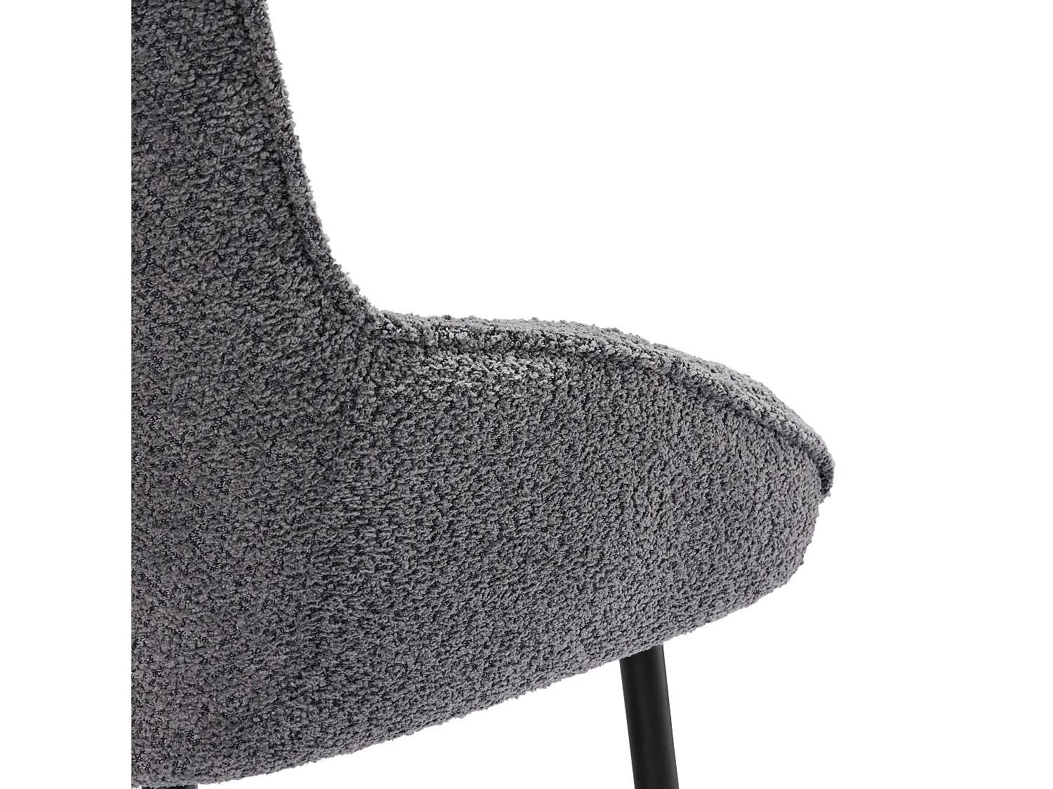 Lot de 4 Chaises avec coussin de siège épais - tissu en peluche tiddy - Gris