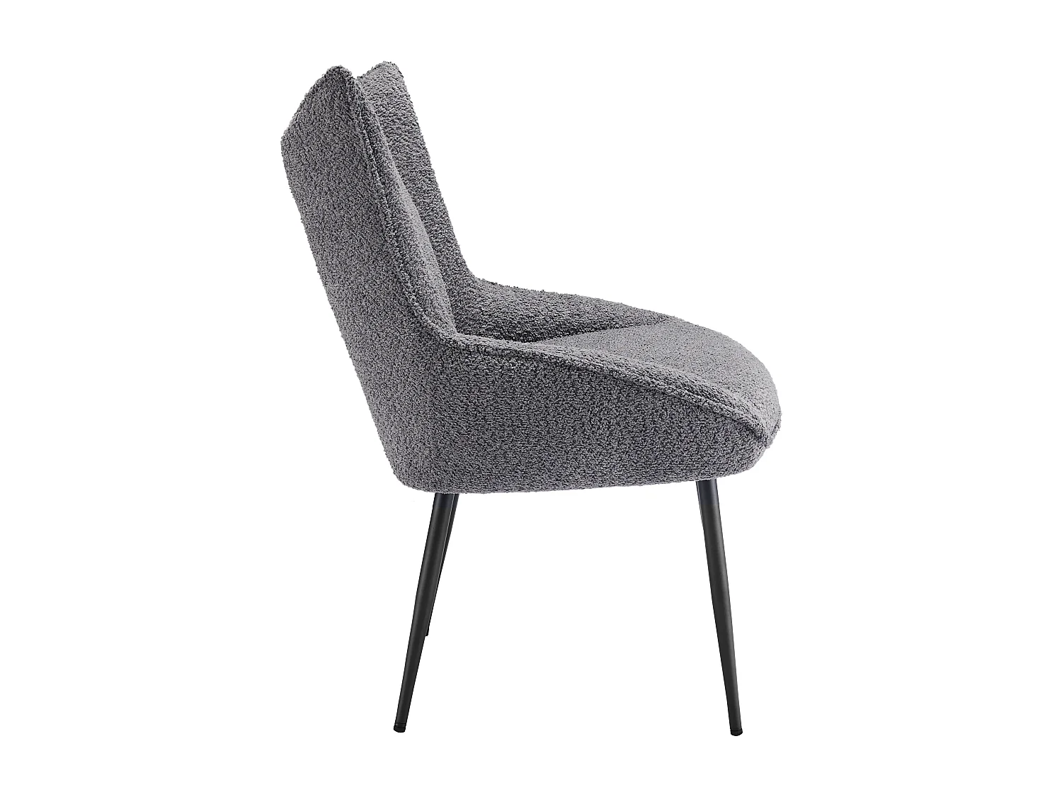 Lot de 4 Chaises avec coussin de siège épais - tissu en peluche tiddy - Gris