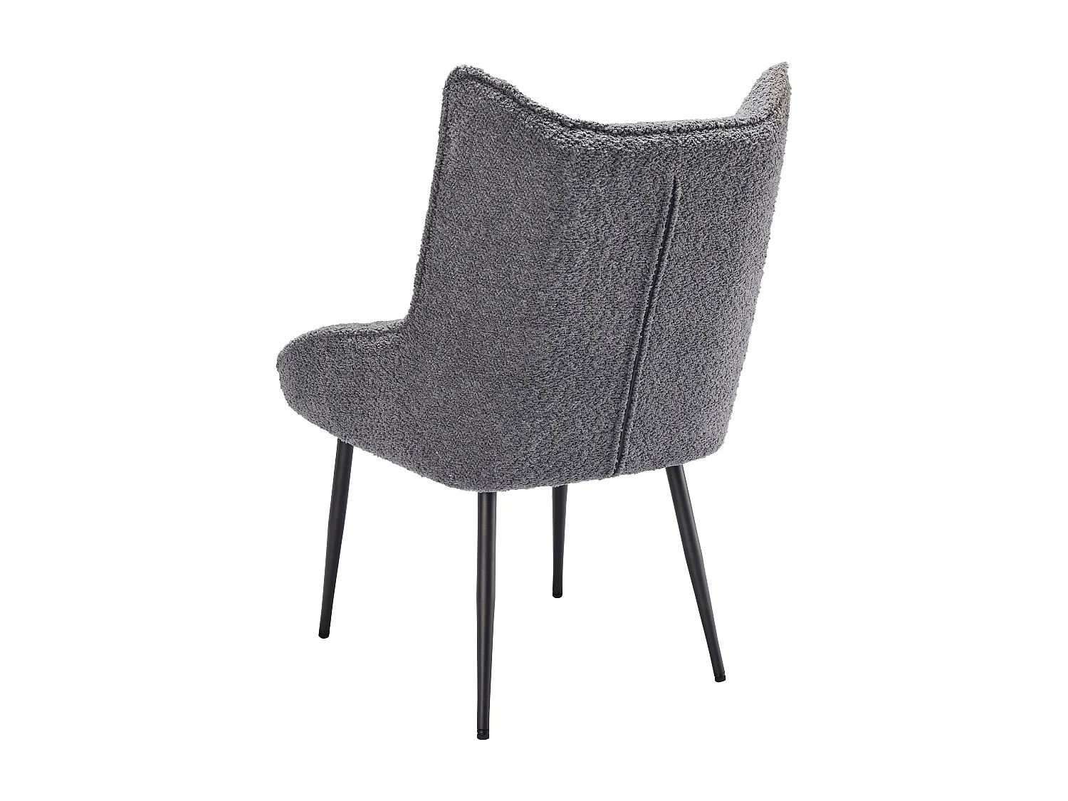 Lot de 4 Chaises avec coussin de siège épais - tissu en peluche tiddy - Gris