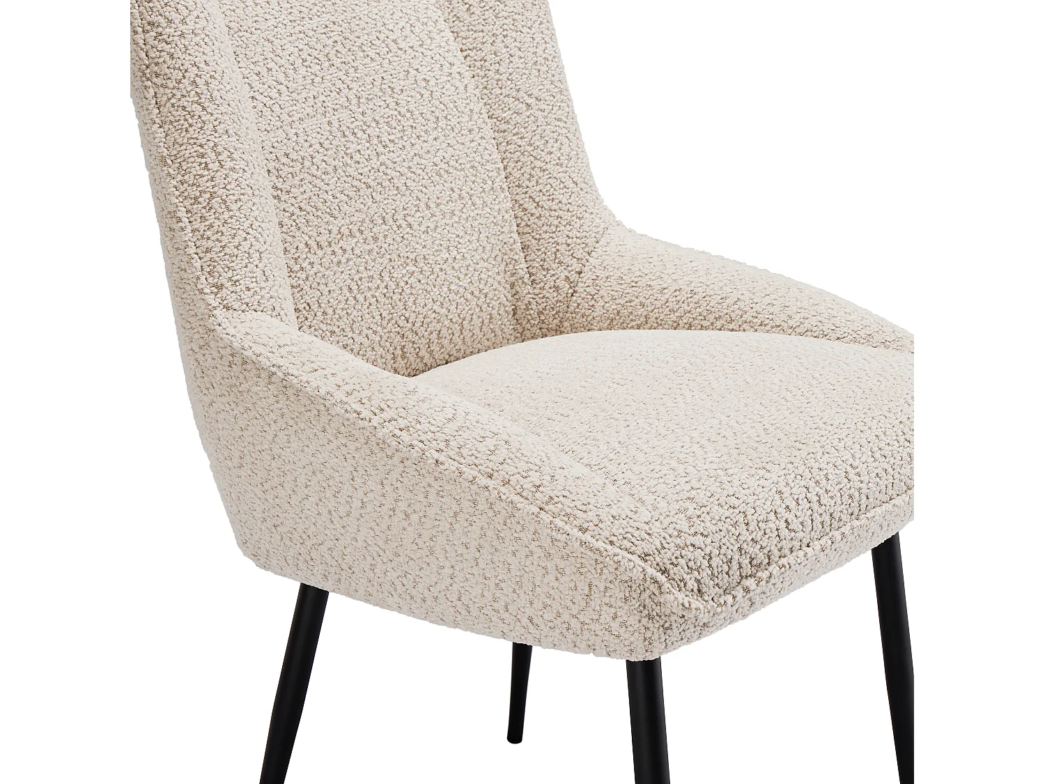 Lot de 6 Chaises avec coussin de siège épais - tissu en peluche tiddy - Beige