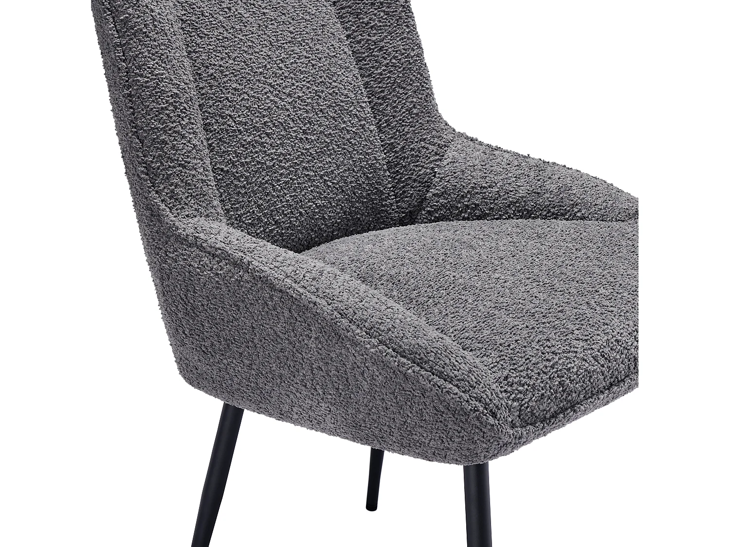 Lot de 6 Chaises avec coussin de siège épais - tissu en peluche tiddy - Gris