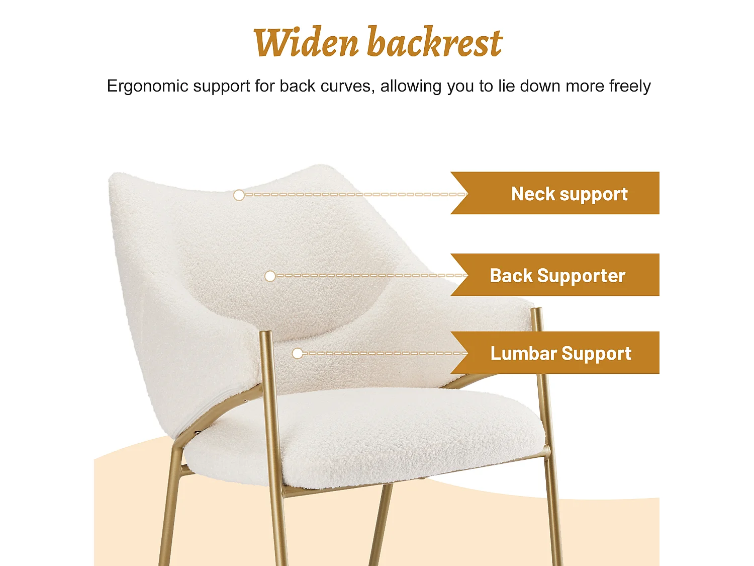 Lot de 2 Chaises de salle à manger avec accoudoirs - tissu en sherpa - style moderne - Beige