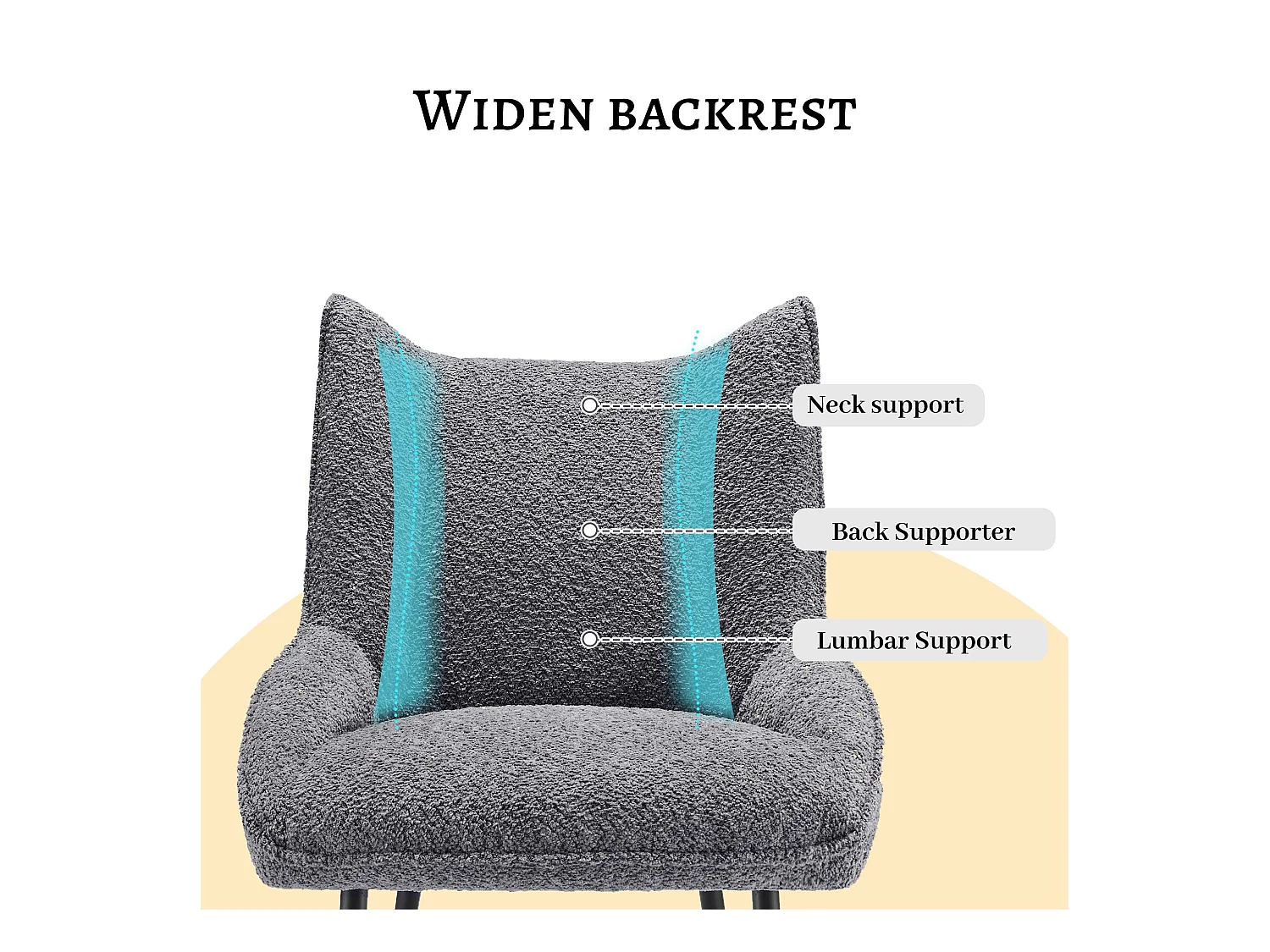 Lot de 2 Chaises avec coussin de siège épais - tissu en peluche tiddy - Gris