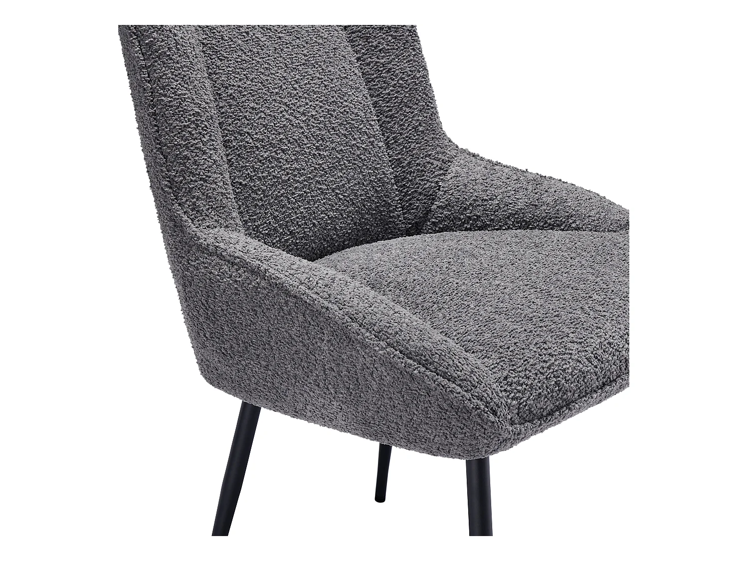 Lot de 2 Chaises avec coussin de siège épais - tissu en peluche tiddy - Gris