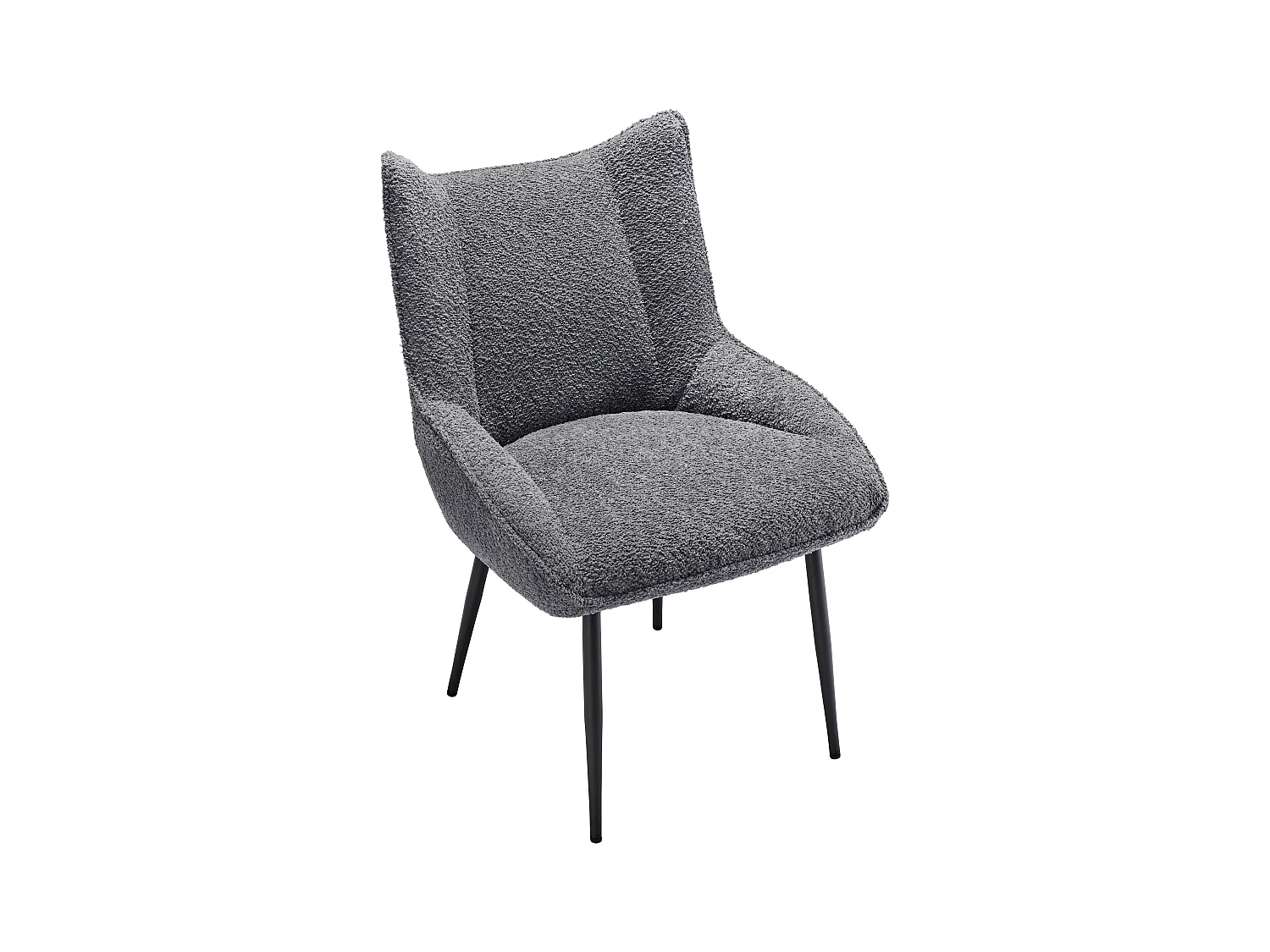 Lot de 2 Chaises avec coussin de siège épais - tissu en peluche tiddy - Gris