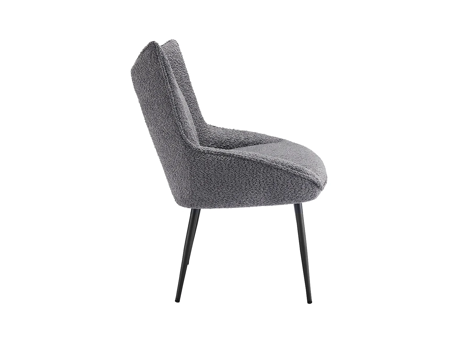 Lot de 2 Chaises avec coussin de siège épais - tissu en peluche tiddy - Gris