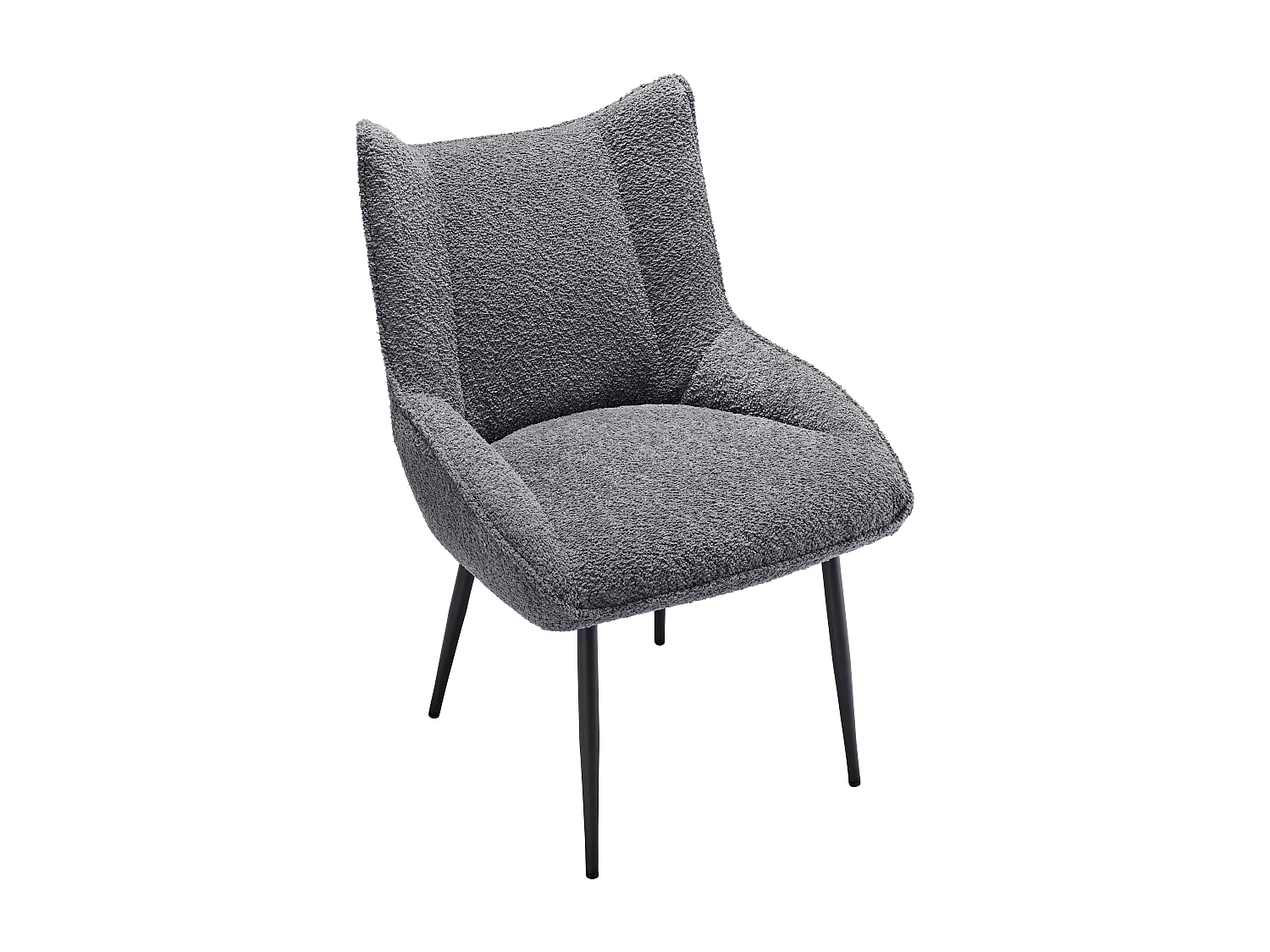 Set di 2 sedie con cuscino spesso - tessuto peluche ordinato - Grigio