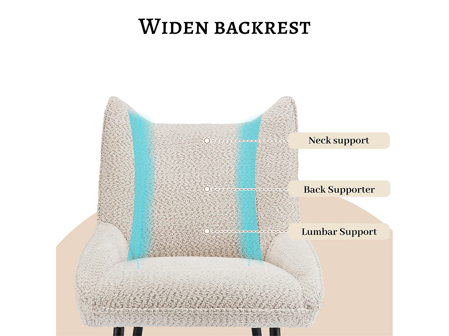 Set van 2 stoelen met dik zitkussen - nette pluche stof - Beige