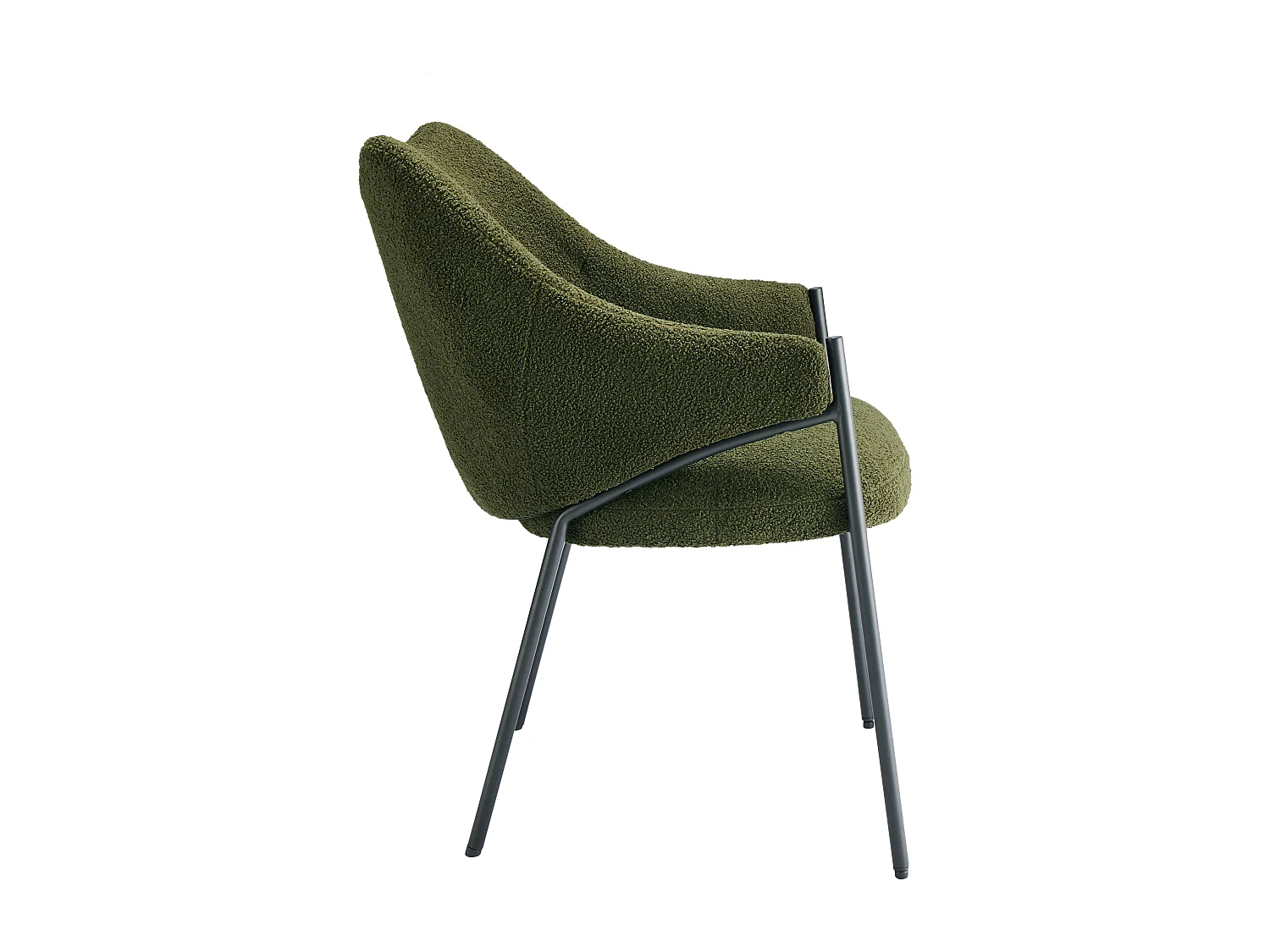 Lot de 2 Chaises de salle à manger avec accoudoirs - tissu en sherpa - style moderne - Vert