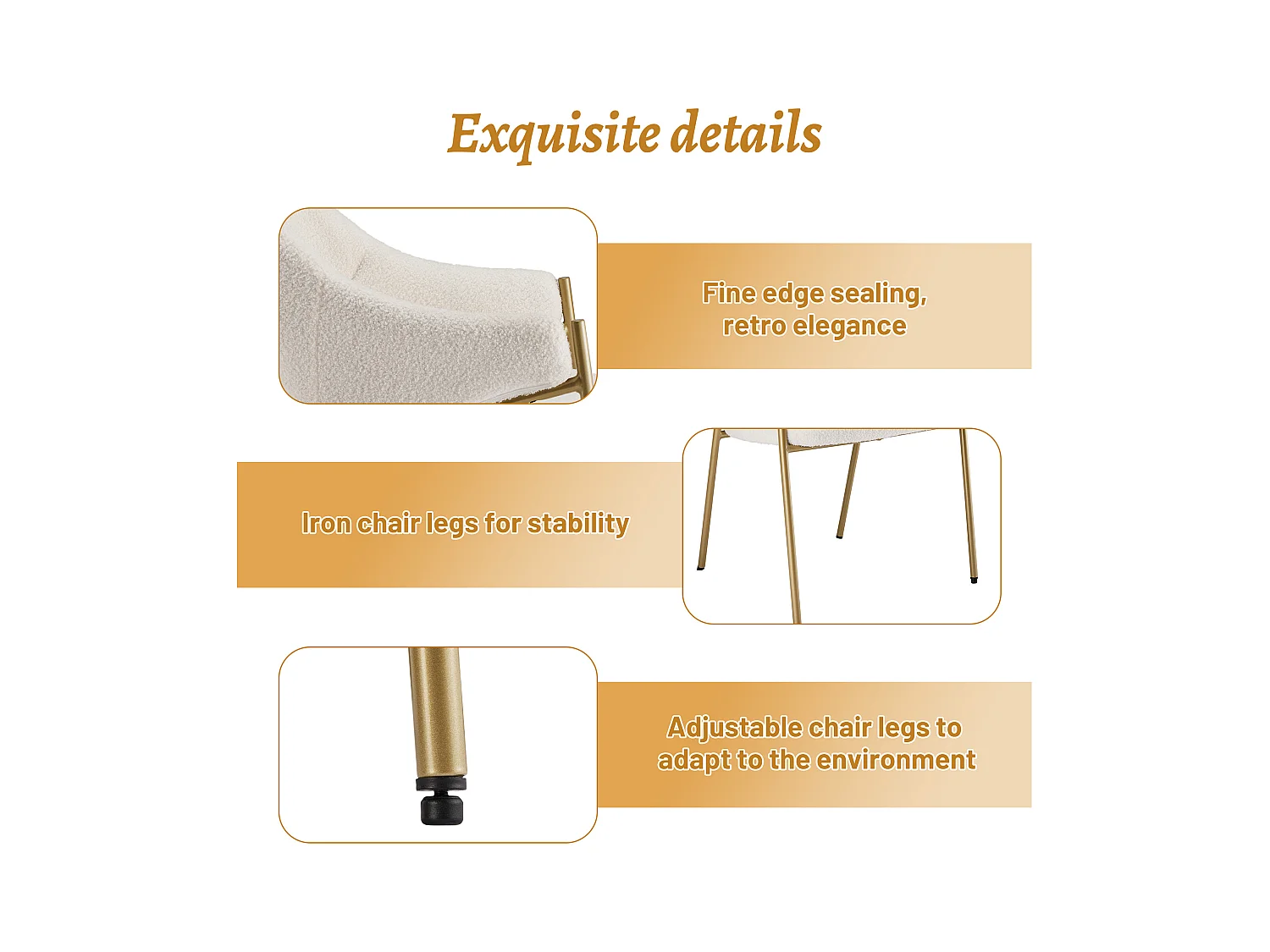 Set di 4 sedie da pranzo con braccioli - tessuto sherpa - stile moderno - Beige